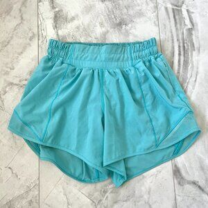 Lululemon Hotty Hot Low-Rise Lined Short 4" Size 0 Electric Turquoise